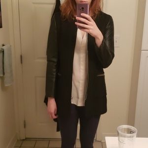 Faux leather sleeve jacket